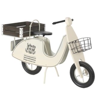 Jardinera Metal Blanco Moto C/bandeja Madera Abeto 111x46x75cm