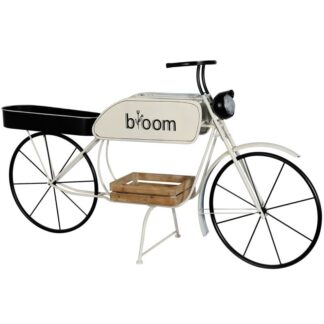 Jardinera Metal Blanco Moto C/bandeja Madera Abeto 188x57x103cm