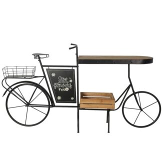 Jardinera Metal Negro Bicicleta C/bandeja Madera Abeto 187x39x100cm