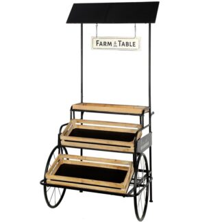 Jardinera Metal Negro Expositor C/3 Baldas Madera Abeto 106x90x188cm