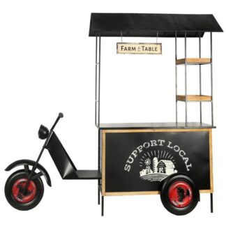 Jardinera Metal Negro Motocarro C/bandejas Madera Abeto 233x68x205cm