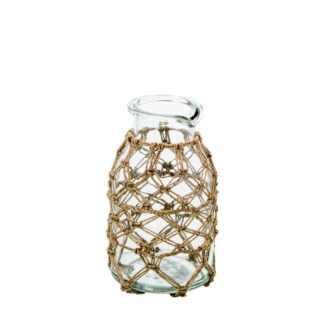 Jarrón Botella 17cm Cristal C/cuerda Ø8x17cm