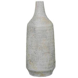 Jarrón Botella Cerámica 37cm Blanco Rústico Ø15x37cm