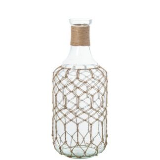 Jarrón Botella Cristal 48cm C/cuerda Ø19x48cm