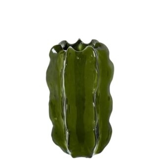 Jarrón Cactus 40cm Cerámica Verde Oscuro Brillo Ø23x40cm