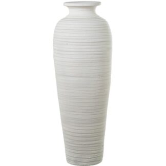 Jarron Ceramica 100cm Ondulado Blanco Mate Ø30x100cm