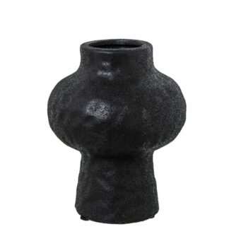 Jarrón Cerámica 17cm Negro Textura Orgánica Ø13x17cm