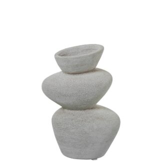 Jarrón Cerámica 25cm Blanco Arena 18x11x25cm