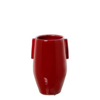 Jarrón Cerámica 25cm Rojo Brillo Ø16x25cm Boca:ø12cm