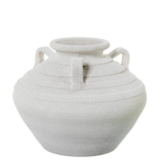 Jarrón Cerámica 27cm C/3 Asas Gris Arena Ø32x27cm
