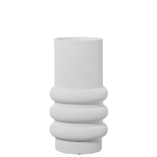 Jarrón Cerámica 30cm Blanco Arena Rústica Ø16x30cm, Boca:ø13cm