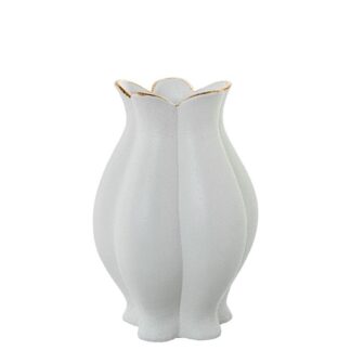Jarrón Cerámica 30cm Blanco Filo Dorado Ø18x30cm