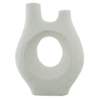 Jarrón Cerámica 30cm Blanco Mate 23x9x30cm