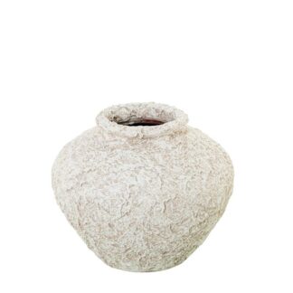 Jarrón Cerámica 30cm Blanco Rústico Ø28x30cm