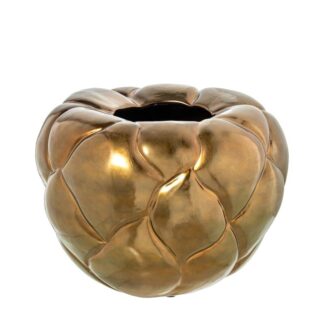 Jarrón Cerámica Ø30x27cm Dorado Cuero Ø30x27cm