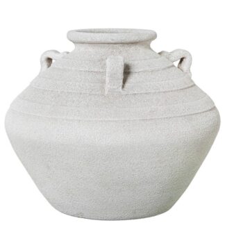 Jarrón Cerámica 31cm C/3 Asas Gris Arena Ø38x31cm