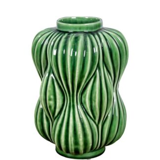 Jarrón Cerámica 32cm Verde Brillo 19,5x19,5x32cm Boca:ø9cm
