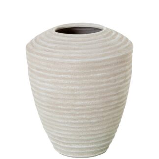 Jarrón Cerámica 35cm Beige Arena Ondulado Ø30x35cm