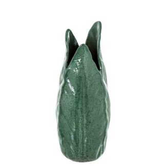 Jarron Ceramica 35cm Hojas Verde Jaspeado 16x35cm