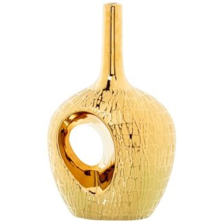 Jarrón Cerámica 36cm Dorada 22x13x36cm