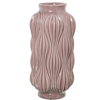 Jarrón Ceramica 38cm Rosa Palo Brillo 20x20x38cm Boca:ø9,5cm