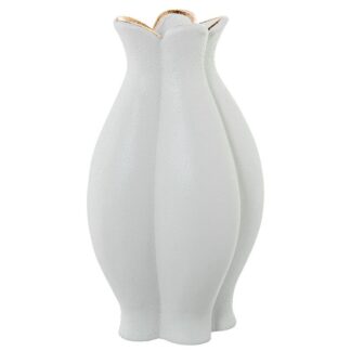 Jarrón Cerámica 40cm Blanco Filo Dorado Ø23x40cm