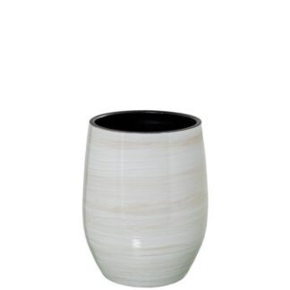 Jarrón Cerámica 40cm Blanco/beige Brillo Ø32x40cm