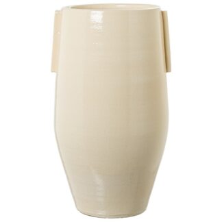 Jarrón Ceramica 40cm Crema Craquelado Brillo Ø24x40cm Boca:ø18cm