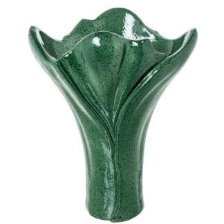 Jarrón Cerámica 40cm Hojas Verde Jaspeado 32x24x40cm