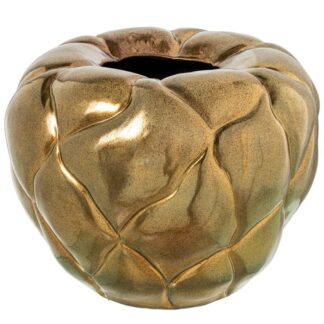 Jarrón Cerámica Ø41x33cm Dorado Cuero Ø41x33cm
