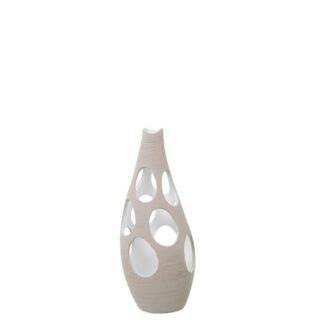 Jarron Ceramica 45cm Rayado Crudo C/agujeros Circulos Ø17x45cm