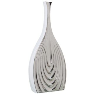 Jarron Ceramica 47cm Blanco/plata 20x8x47cm
