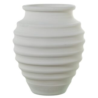 Jarrón Cerámica 52cm Ondulado Blanco Mate 41x52cm