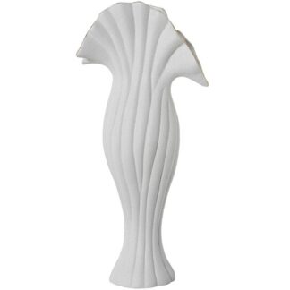 Jarrón Cerámica 54cm Blanco Arena/dorado 25x13x54cm
