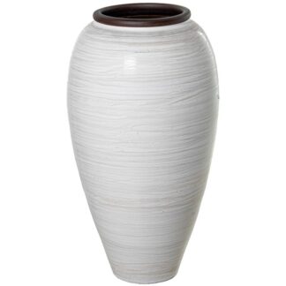 Jarrón Cerámica 60cm Blanco/beige Brillo Boca Marrón Oscuro Ø40x60cm