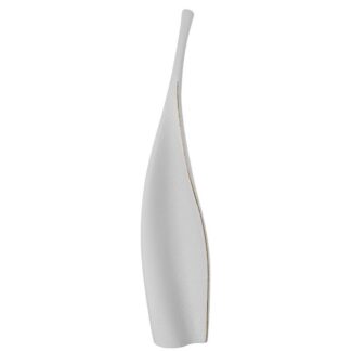 Jarron Ceramica 76cm Hoja Blanco/oro Acabado Arena 15x16x76cm