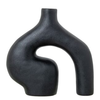 Jarron Ceramica Abstracto 28cm Negra 28x8x28cm