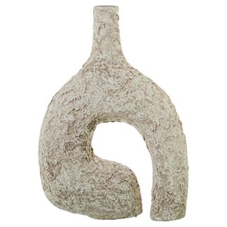 Jarron Ceramica Abstracto 44cm Blanco Rustico 30x12x44cm