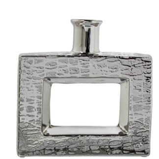 Jarrón Cerámica Agujero 24cm Plateada 24x6x24cm