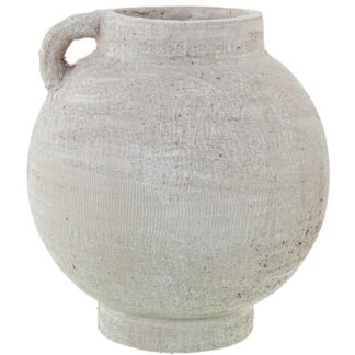 Jarrón Cerámica Blanca C/asa Ø29x30cm