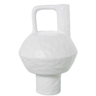 Jarrón Ceramica Blanco C/asa 23x23x33cm
