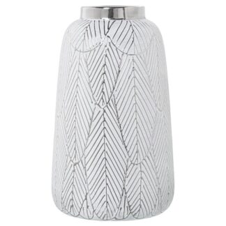 Jarrón Cerámica Blanco/plata Ø16,5x28cm
