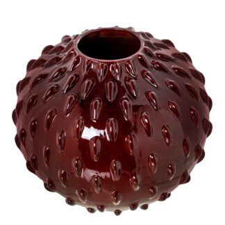 Jarron Ceramica Bola 37x31cm Burdeos Brillo 37x31cm