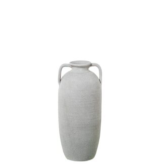Jarrón Cerámica C/asas 50cm Blanco Arena Ø19x50cm