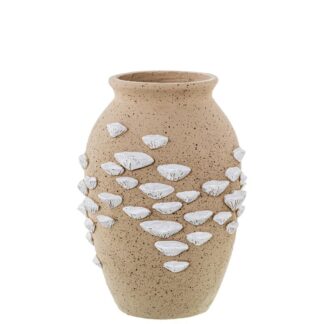 Jarrón Cerámica Natural C/adorno Conchas Cerámica Ø24x32cm
