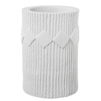 Jarrón Cilindro Cerámica 26cm Blanco Acabado Arena Ø18x26cm