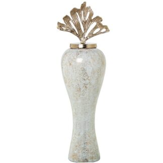 Jarrón Cristal C/tapa Aluminio Dorado 29x25x89cm, Tapa Fija