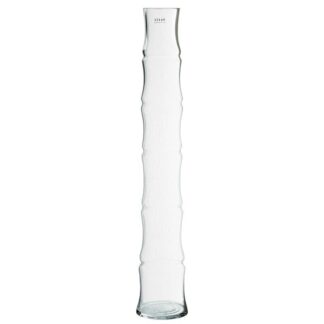 Jarrón Cristal Transparente Ø12x70cm Forma De Bambú