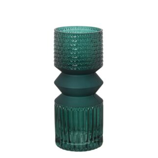 Jarrón Cristal Verde Ø10x25cm