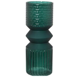 Jarrón Cristal Verde Ø12x30cm